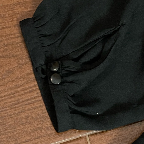 Dex Black Semi Sheer silver star burst sequin blouse long sleeve size 1X tassels - Picture 10 of 16